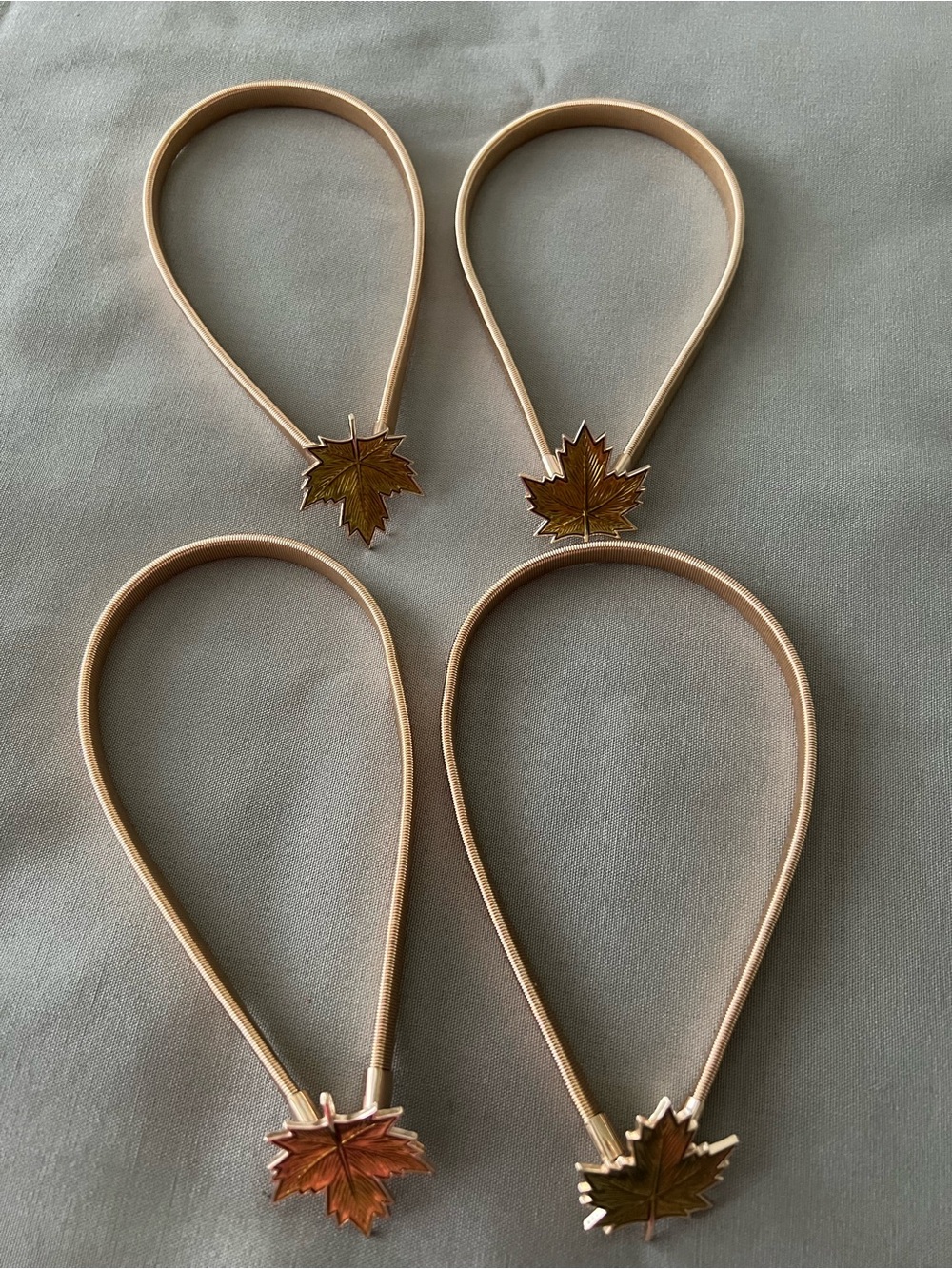 Autumn Leaf Curtain Drapery Goldtone Tiebacks - set of 4